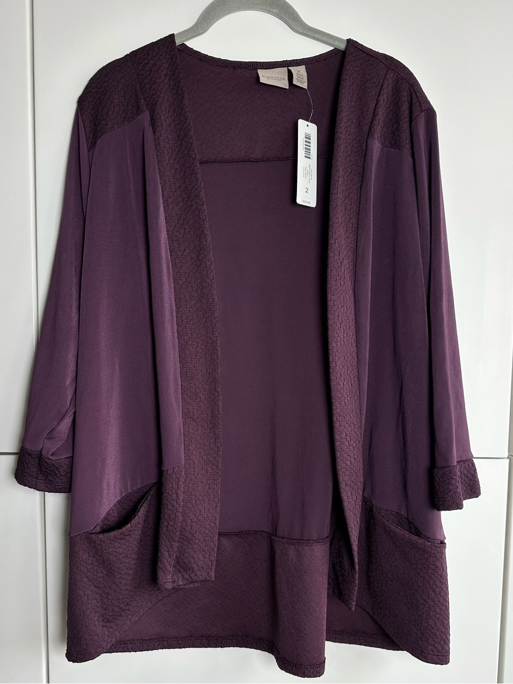 Chicos Easywear Plum Cardigan Size 2 (Large) NWT Travel Purple Eggplant